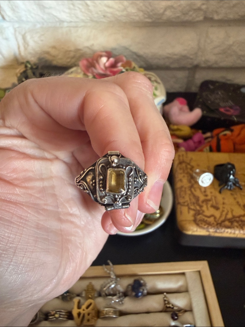 Sterling Silver Ring with Yellow Gemstone
